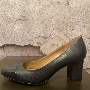 La Diva Navy Patent Toe Pumps